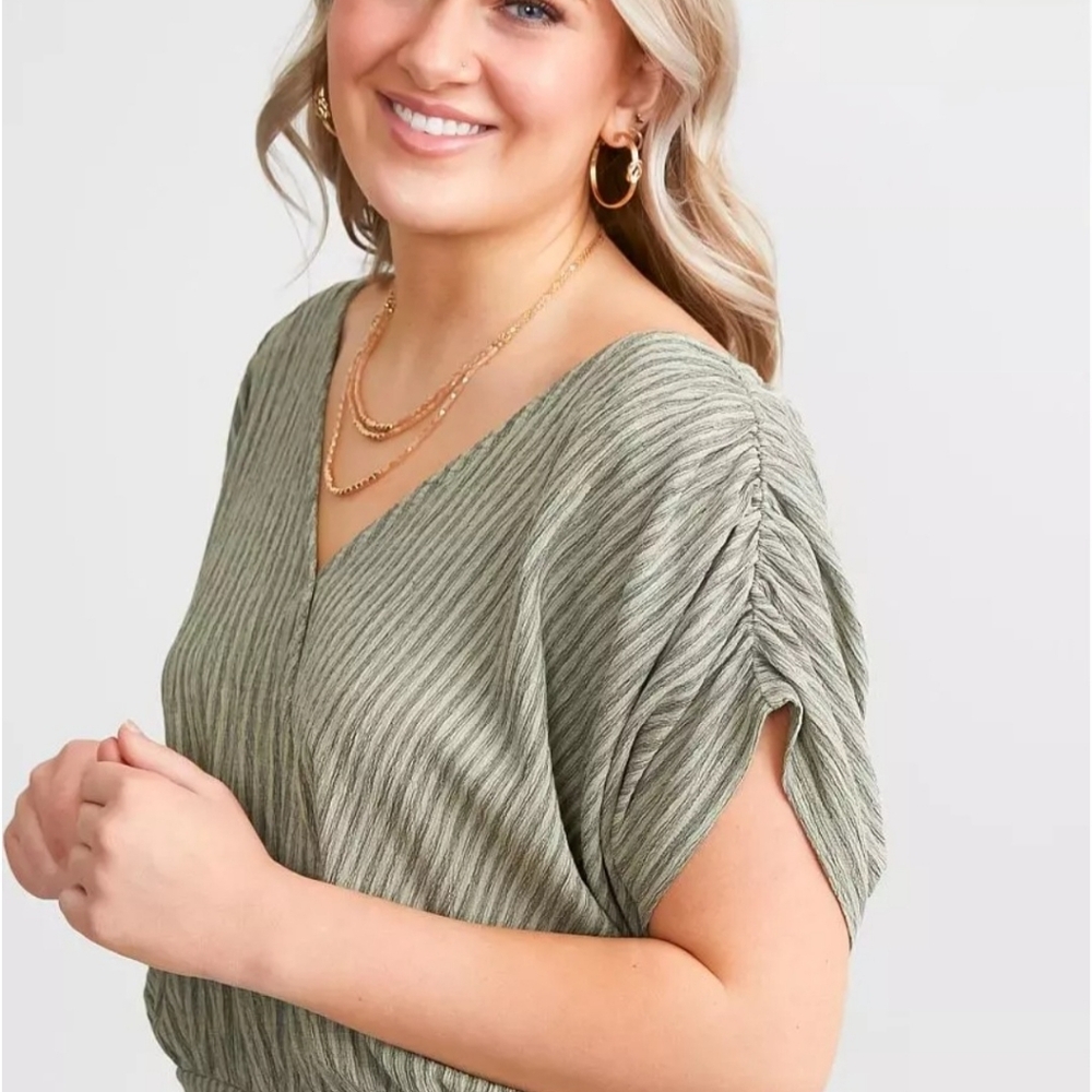 Dolman Surplice TopWillow & Root Top Color Seagrass Sz M (BOHO) - Picture 2 of 5